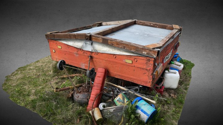 Old Trailer - Spring Time (Raw Model) 3D Model