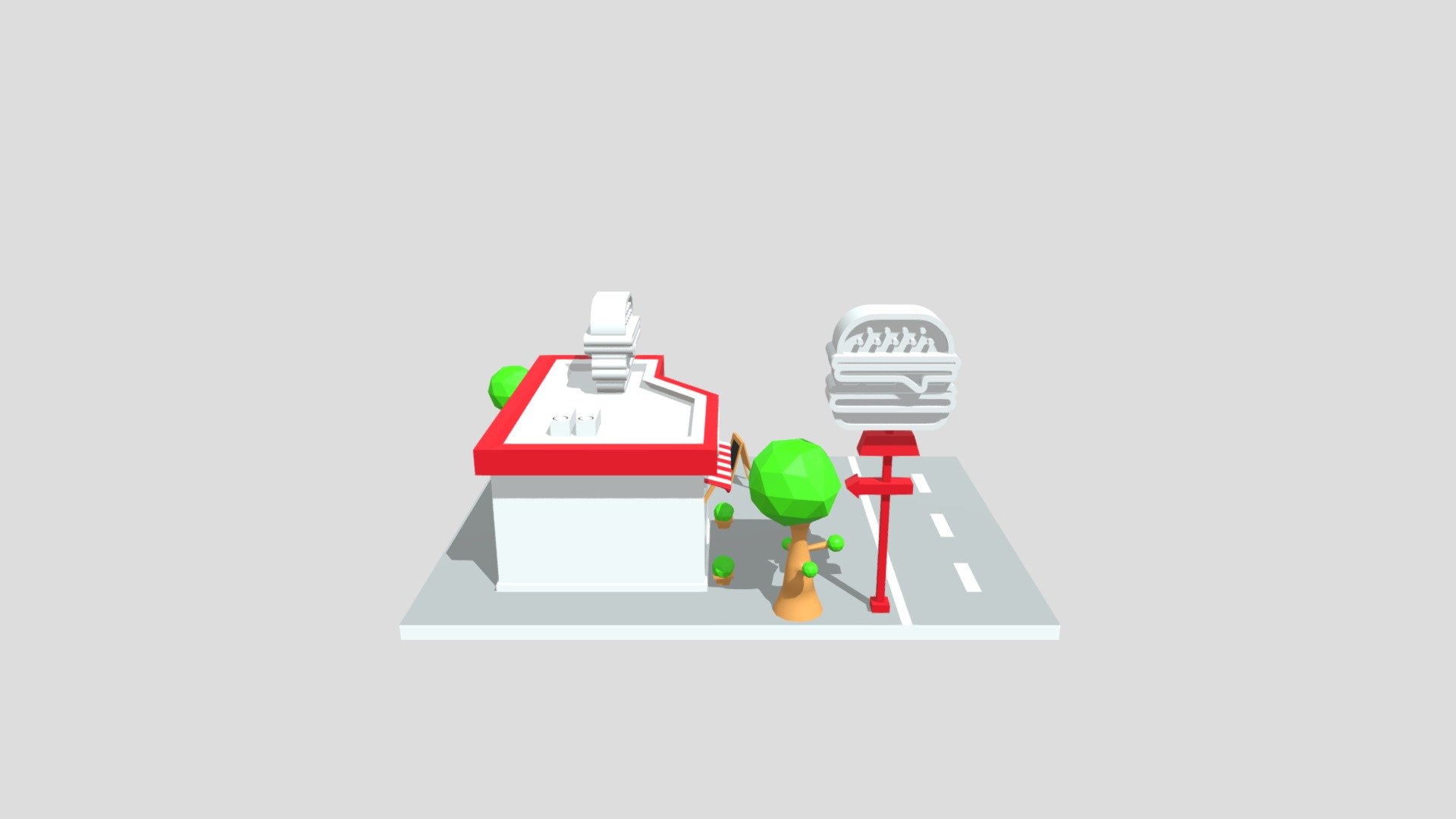 Burger Cafe modeled with Blender.