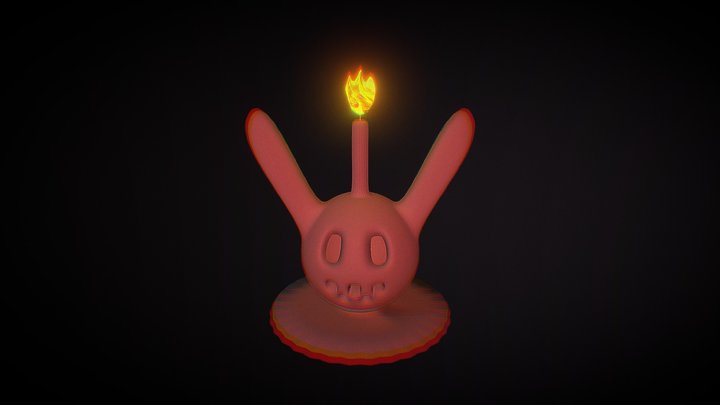 Bunny Skull Candle 3D Model