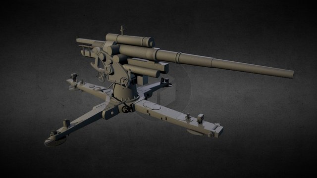Flak 18-36 88mm Anti-Aircraft cannon 3D Model