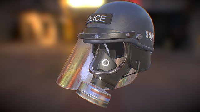 Police Riot Helmet (PBR) 3D Model