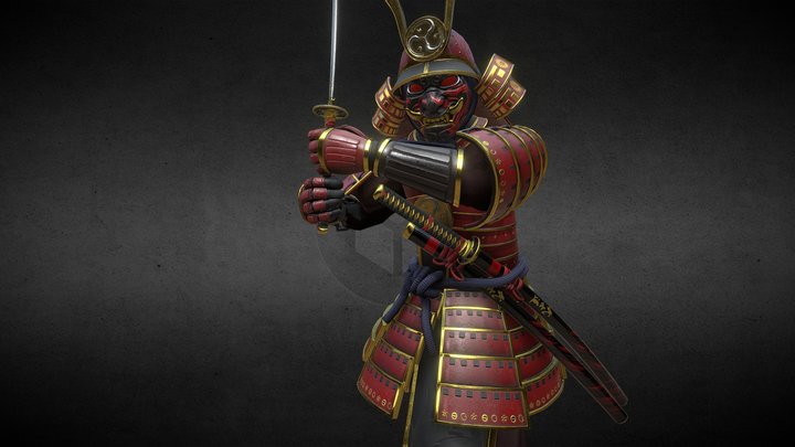 Red Samurai Armor 3D Model