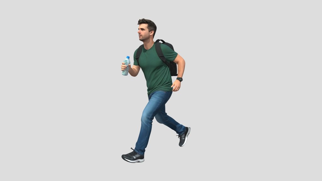 Runner in Motion with Backpack
