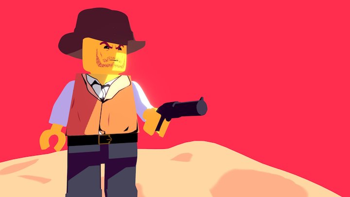 Clint Eastwood Cel Shaded Lego 3D Model
