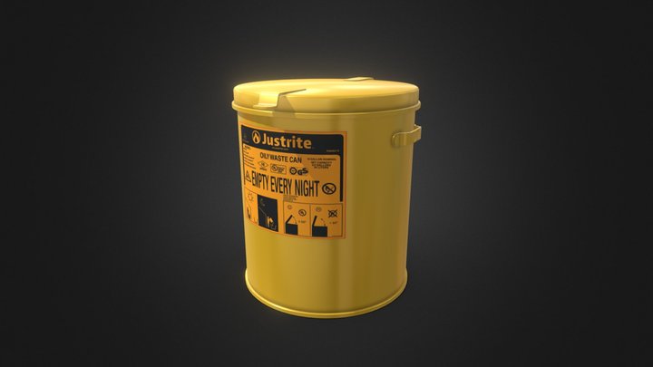 900-HO-YL Oily Waste Cans - Yellow - Hand Operat 3D Model