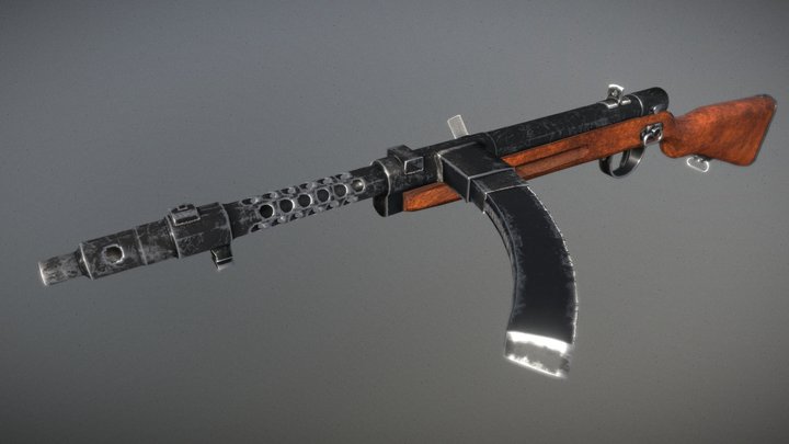 Type 100 Submachine Gun (1944 Late model) 3D Model