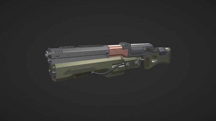 Space Themed Railgun 3D Model