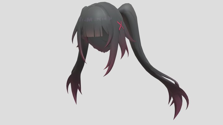 Black Anime Hair 3D Model