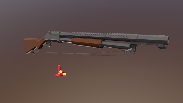Low Poly Trench Gun 3D Model