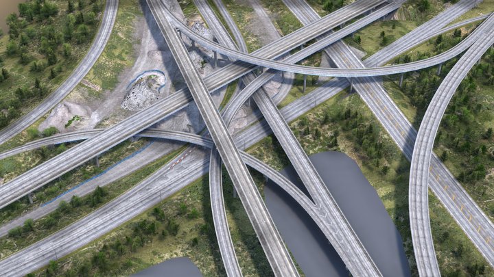 I-95 Highway Interstate, Miami, Florida 3D Model