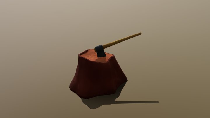 Axe And Stump 3D Model