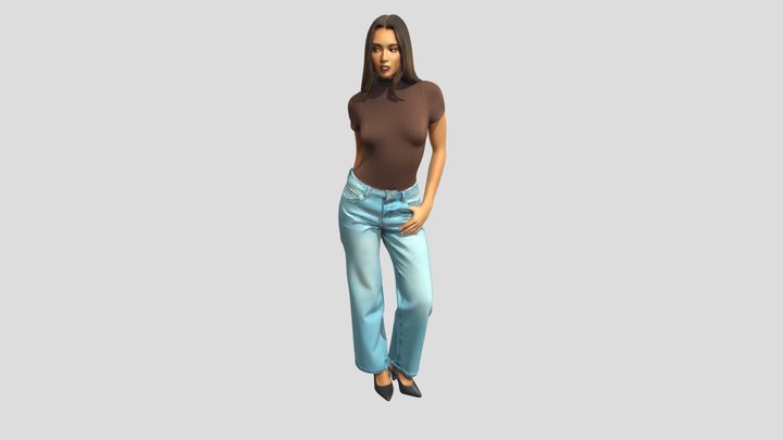 Brown Turtleneck and Light Denim Jeans – Modello 3D gratuito STL