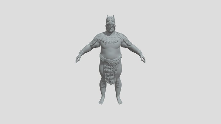 Mayan Warrior with Fur Helmet 3D Model
