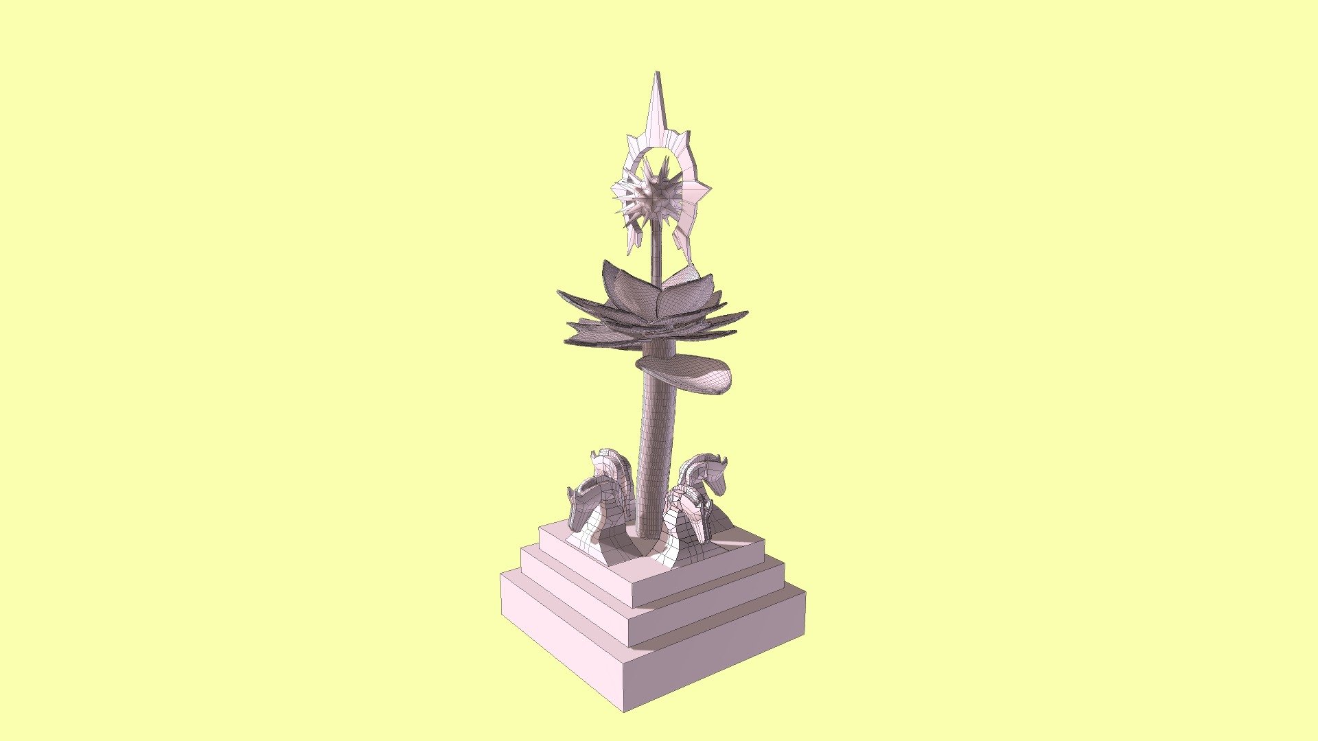 White Lotus Chess Piece Rough Model