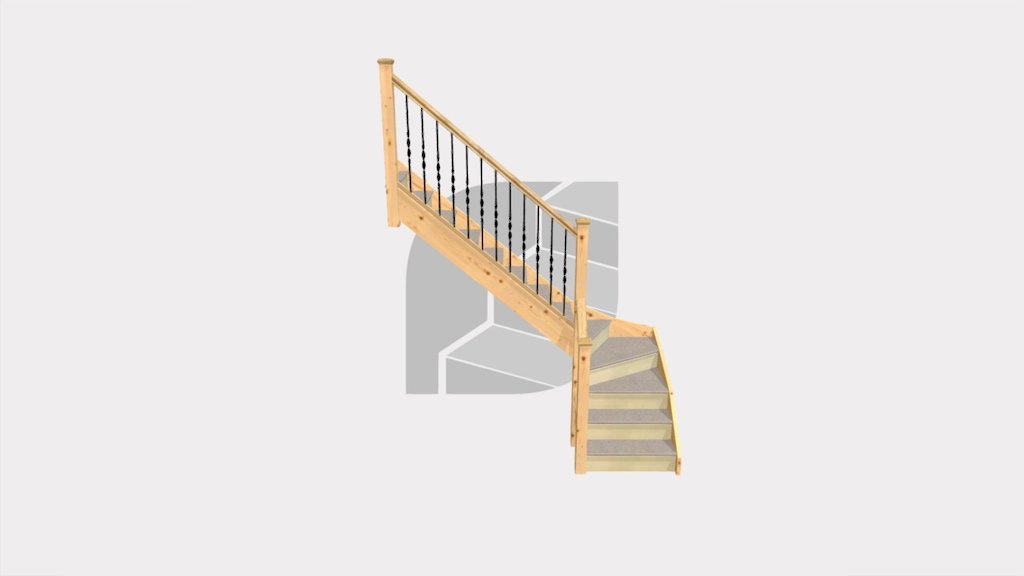 Winder Staircase with metal spindles