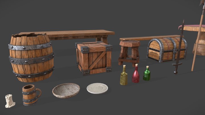Medieval Tavern Asset Pack 3D Model