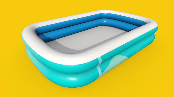 Square Inflatable Swimming Pool Low-poly 3D Model