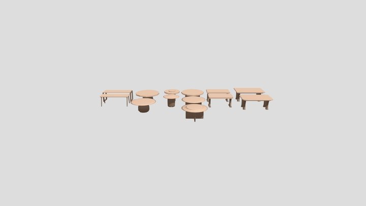 Low Poly wooden tables pack | Free 3D Model