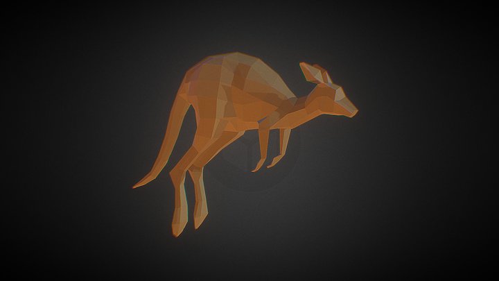 Low Poly Jumping Kangaroo 3D Model