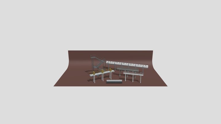 Industrial Pipes And Stairs set 3D Model