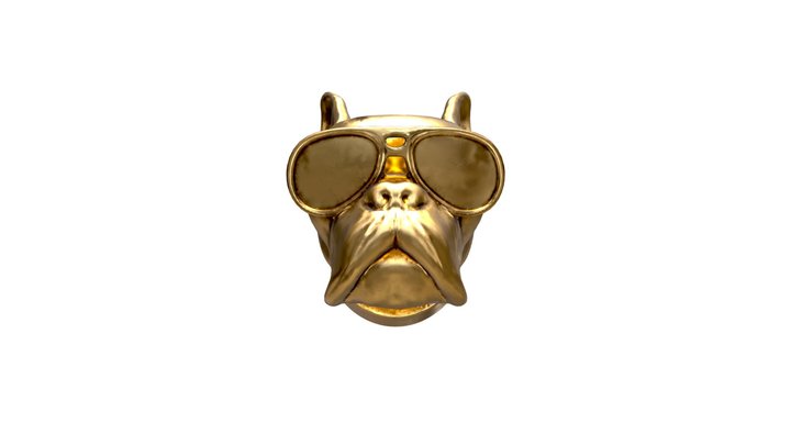 Gold bust dog 3D Model
