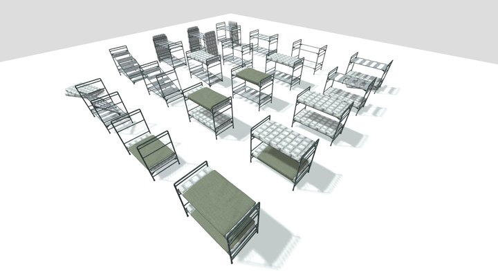 20 Multi use beds with variants 3D Model