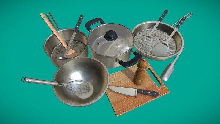 A Set of Cooking Utensils - High Poly 3D Model