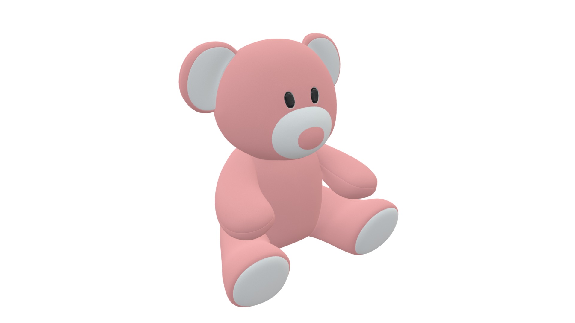 3D model Bear teddy plush toy pink