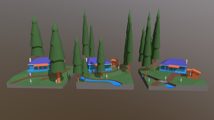 Forest Loner - Diorama and House blockout 3D Model