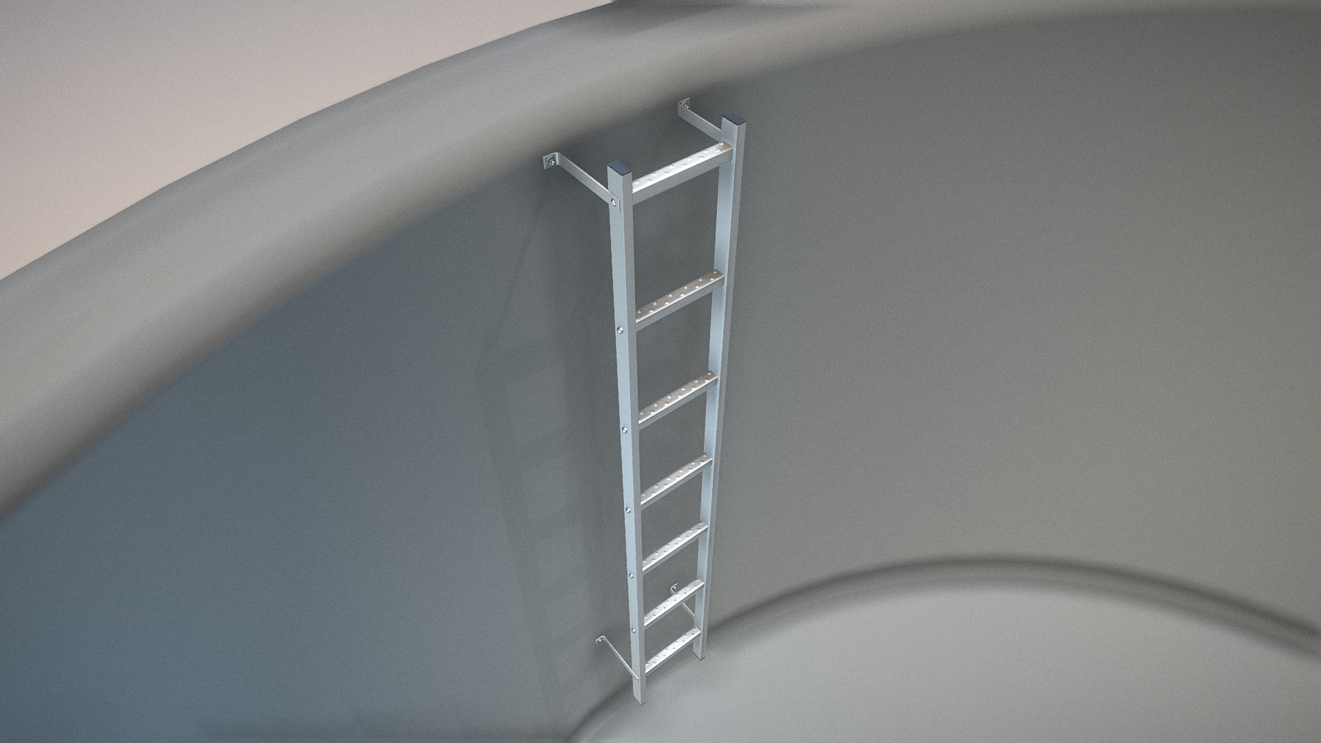 3D model Vertical Wall Mount Ladder (High-Poly) - This is a 3D model of the Vertical Wall Mount Ladder (High-Poly). The 3D model is about a ladder against a wall.