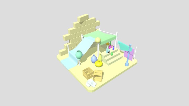 Shopping area. Market 3D Model