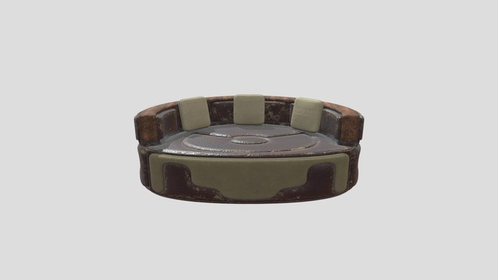 Old Rounded Sofa 3D Model