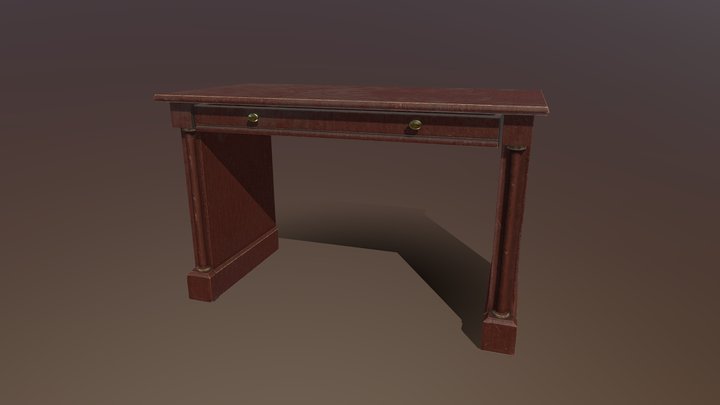 Old Fashioned Wooden Desk 3D Model
