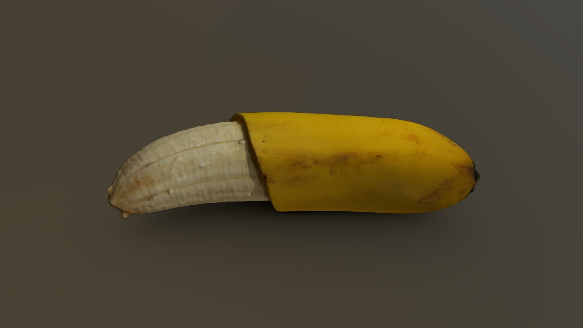 3D model Partially Peeled Banana 01 - This is a 3D model of the Partially Peeled Banana 01. The 3D model is about a banana on a white background.