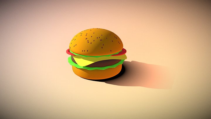Cartoon Cute Burger 3D Model