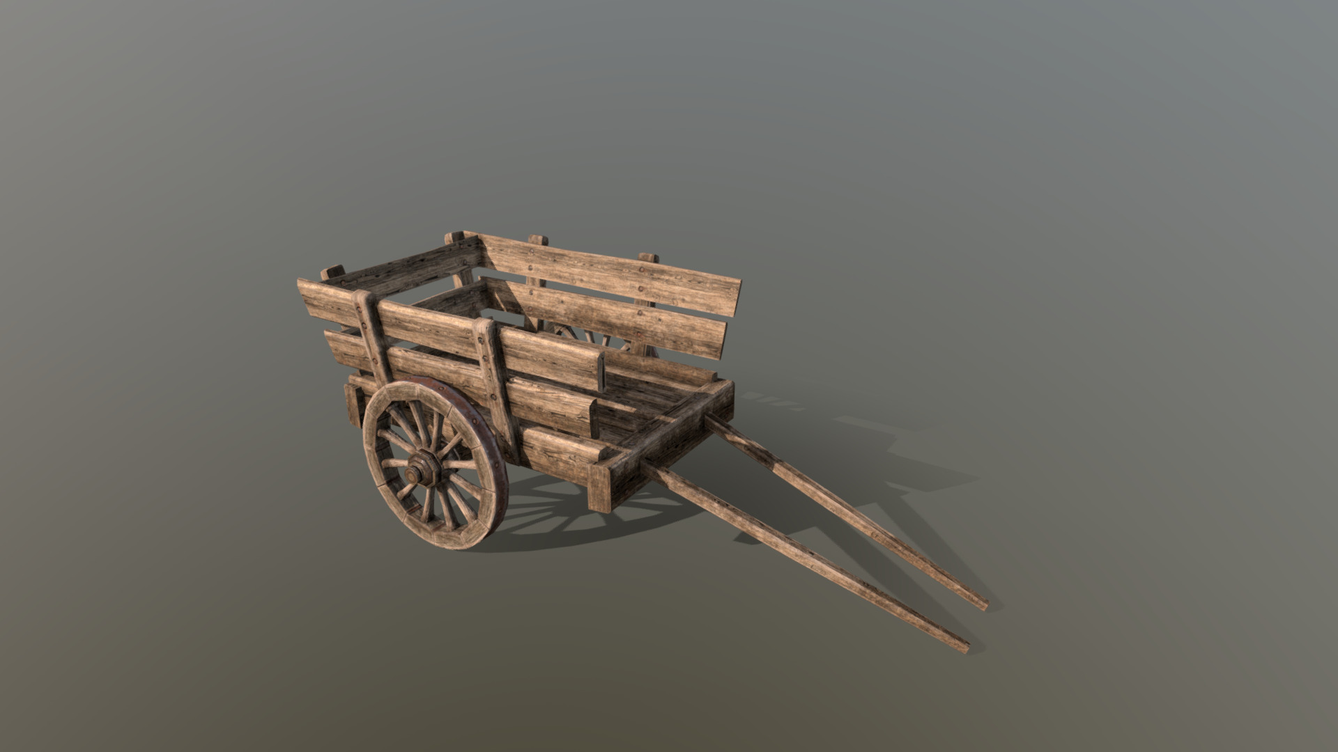3D model Medieval Cart 2w - This is a 3D model of the Medieval Cart 2w. The 3D model is about a wooden cart with wheels.