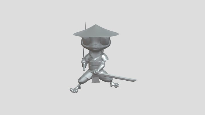 lizard samurai character with swords 3D Model