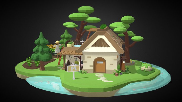 Lowpoly Scene—— Summer At Grandpa's – Modello 3D gratuito STL