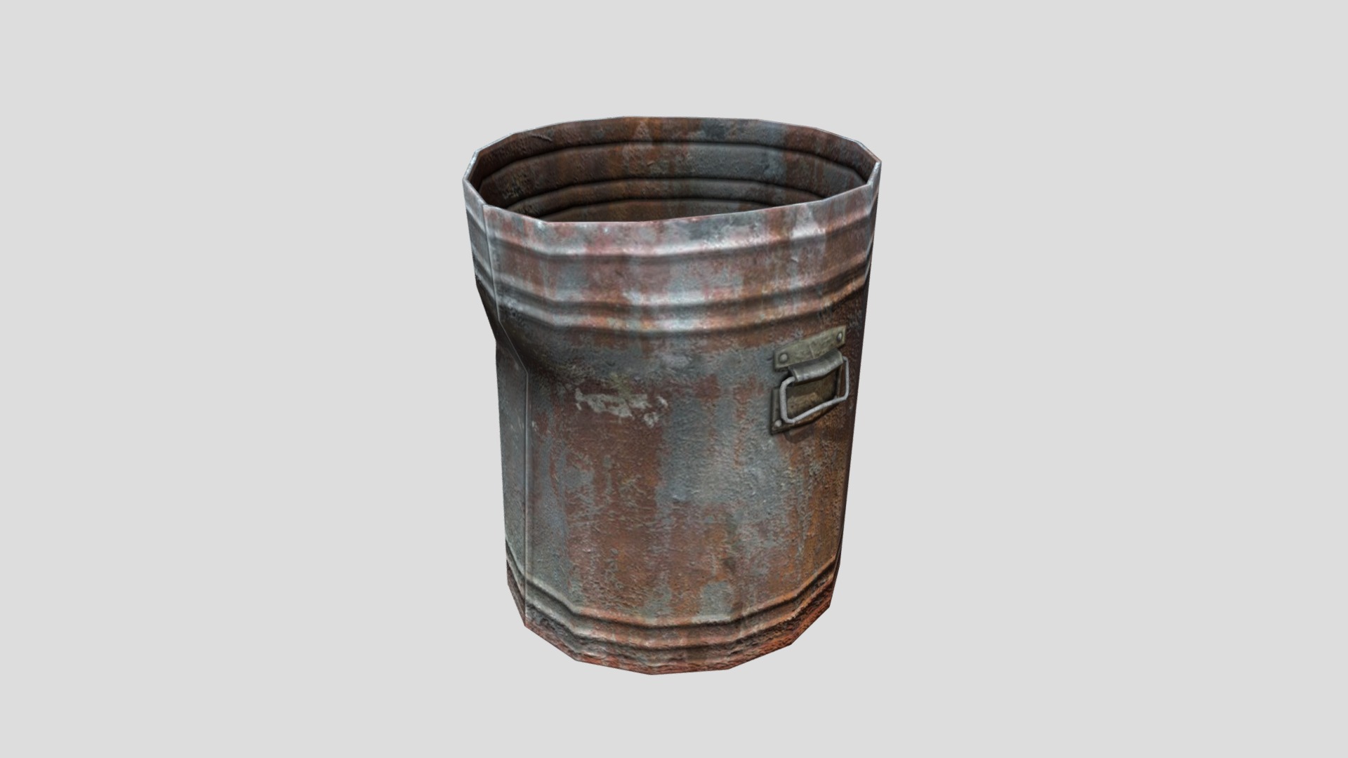 3D model Trashcan_09 - This is a 3D model of the Trashcan_09. The 3D model is about a metal bucket with a handle.