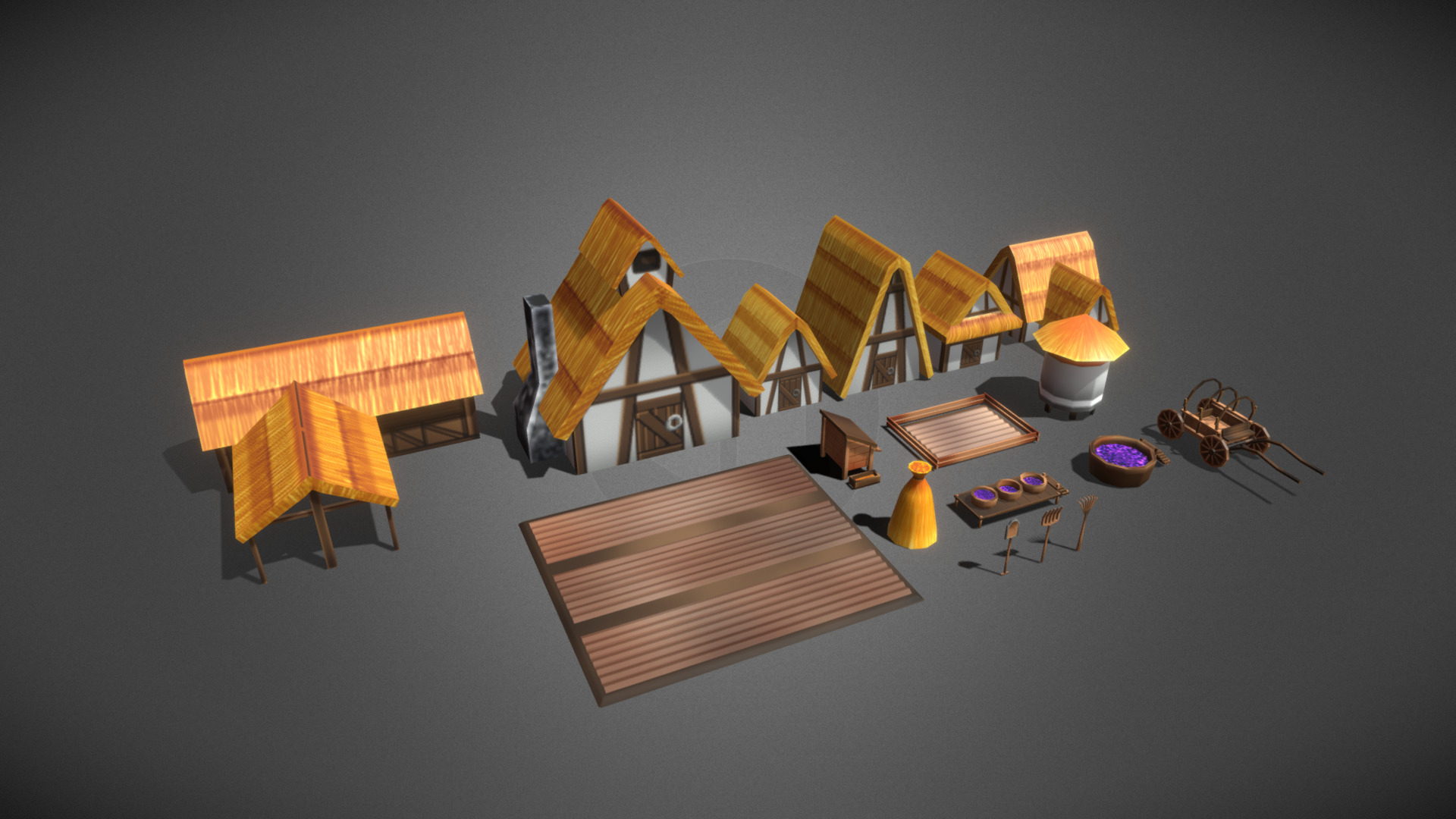 3D model Early Medieval Village – Lowpoly - This is a 3D model of the Early Medieval Village - Lowpoly. The 3D model is about a group of wooden buildings.