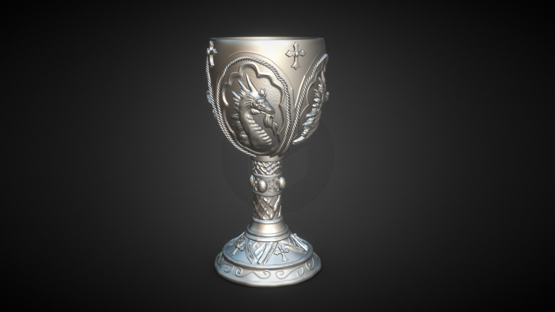 3D model Day 26 Dragon Cup - This is a 3D model of the Day 26 Dragon Cup. The 3D model is about a gold trophy with a black background.
