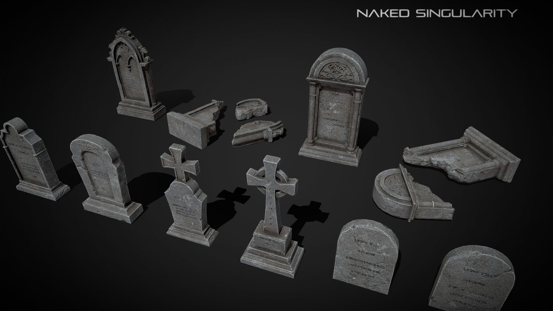 Realistic Gravestone Pack RIP / Low poly - Buy Royalty Free 3D model by ...