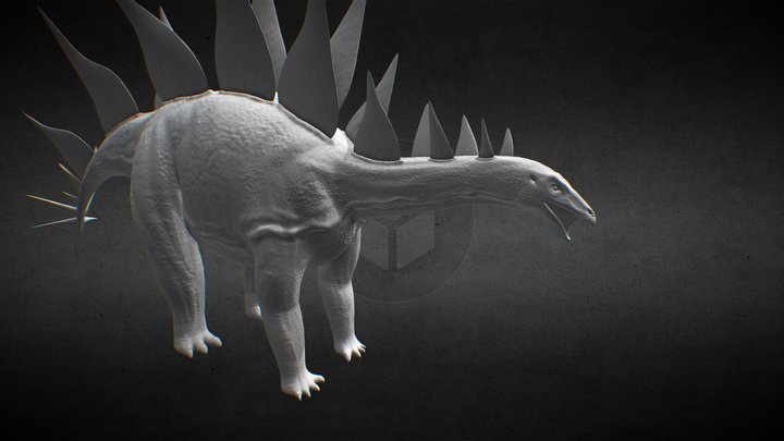 Sculpted Stegosaurus ungulates Base Model 3D Model