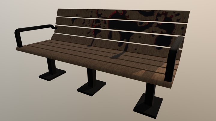 Park Bench Model (Bloody) 3D Model