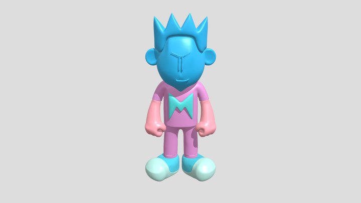 Cartoon boy with eight spikes as hair 3D Model