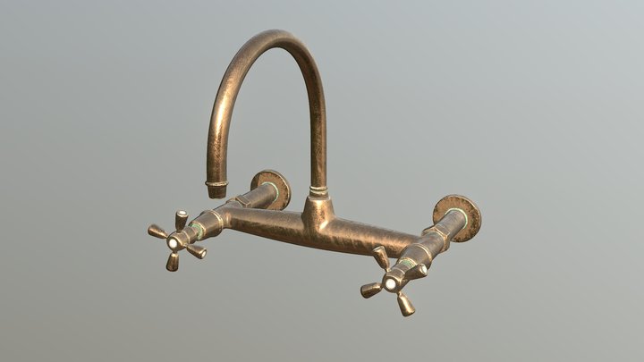 Old bronze faucet 3D Model