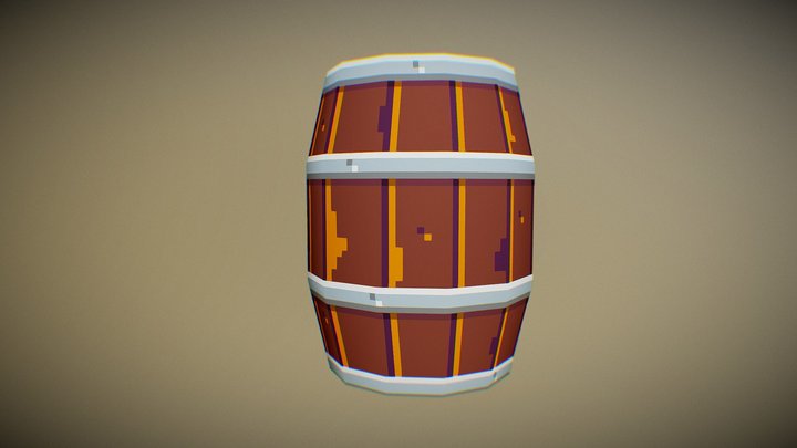 Barrel PixelArt 3D Model
