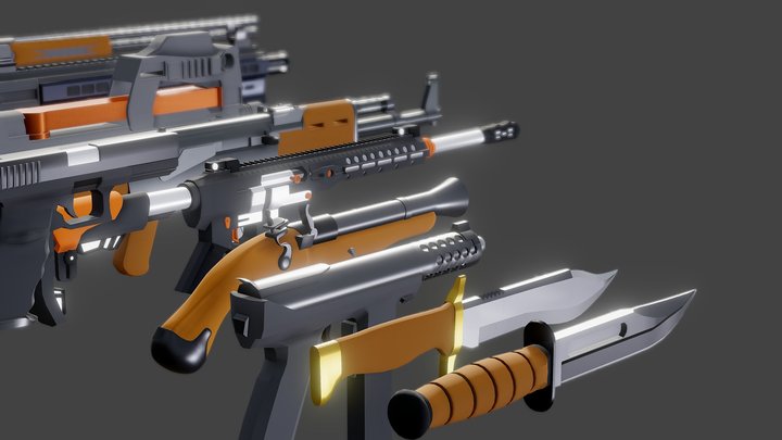 Weapon Pack of 10/100 Part 3 3D Model