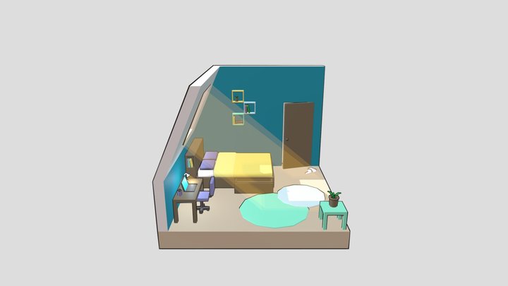 Cartoon bedroom diorama 3D Model