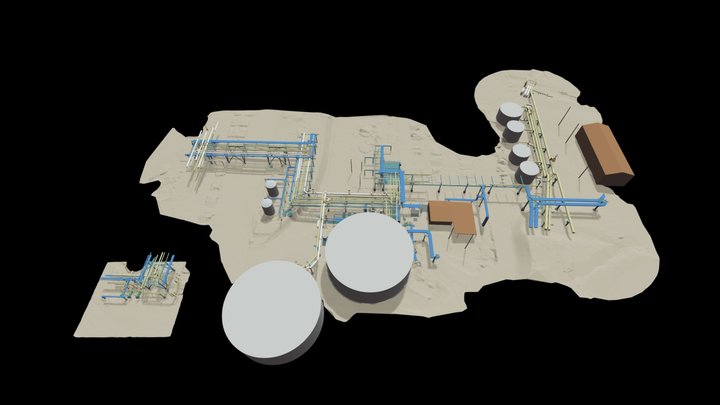 USA Water Plant Pipe Rack 3D Model